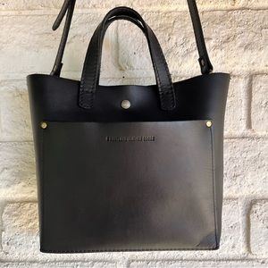 Portland Leather Goods Mini Crossbody Tote Black Full Grain Leather
